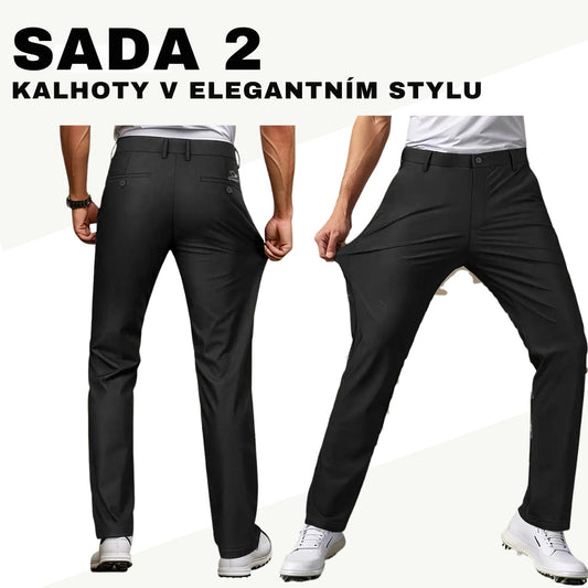 Sada 2 elegantních kalhot + opasek zdarma